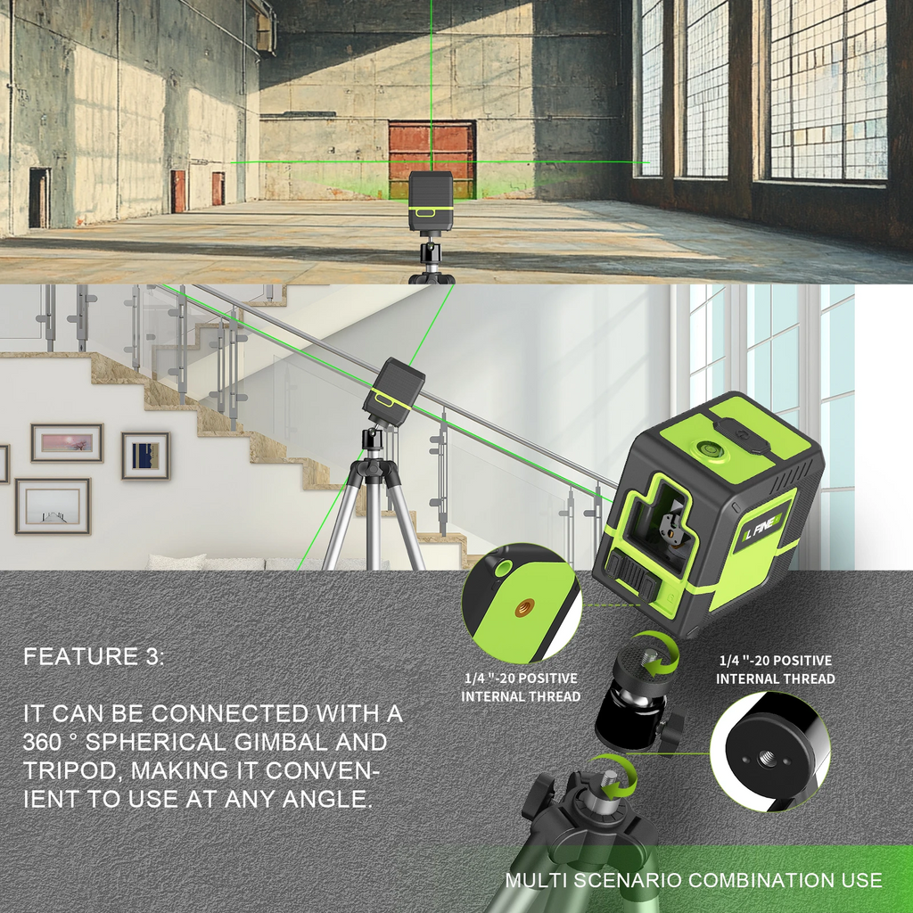 2-Line 360° Self-Leveling Laser Level — Horizontal & Vertical