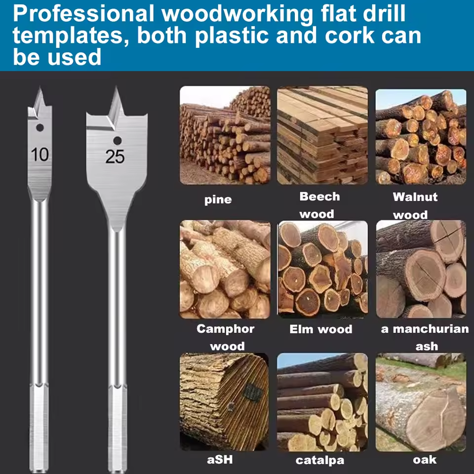 10–20 mm Wood Spade Drill Bit Set with 3-Point Positioning