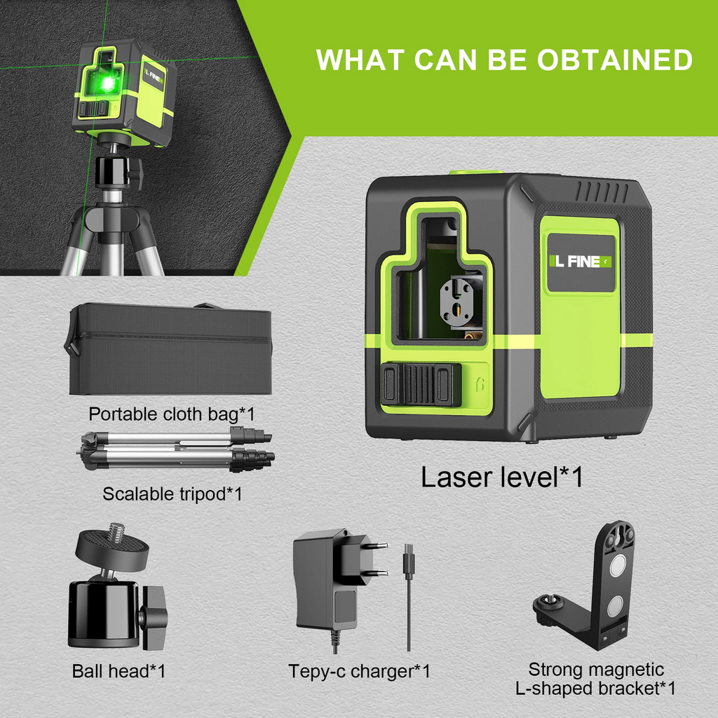 2-Line 360° Self-Leveling Laser Level — Horizontal & Vertical