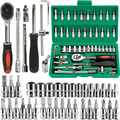 46-Piece Socket Set with 1/4" Ratchet Wrench