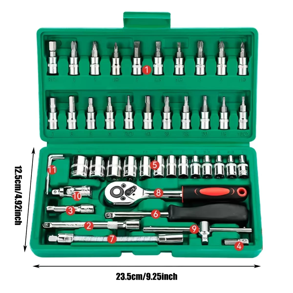 46-Piece Socket Set with 1/4" Ratchet Wrench
