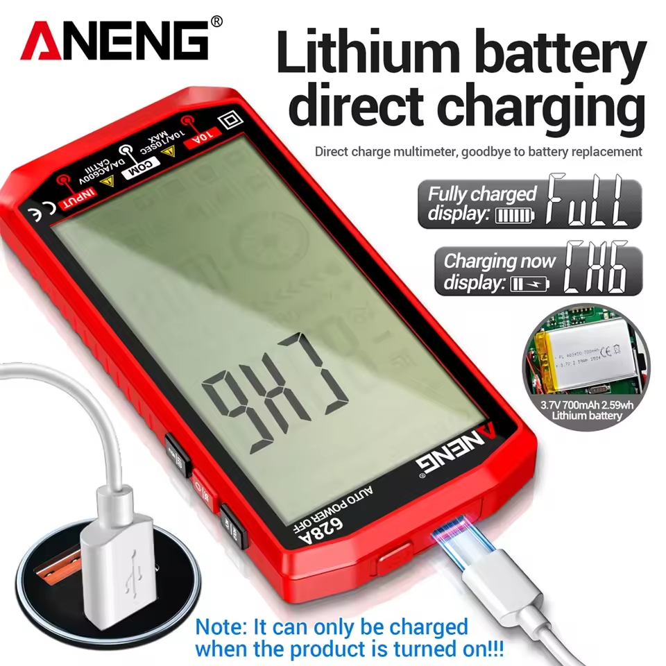 ANENG Rechargeable Digital Multimeter 1000V/10A with HD Backlit Display