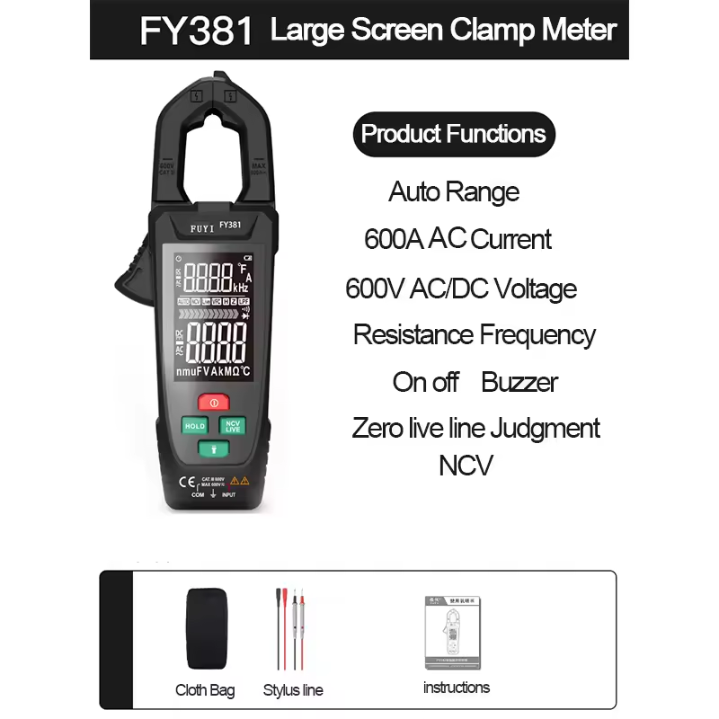 FY385 600A True RMS Digital Clamp Meter with Multimeter